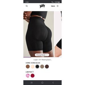 New M/L Fabletics Yitty Iconic Black Nearly Naked Shaping Booty Lift Shorts NWT